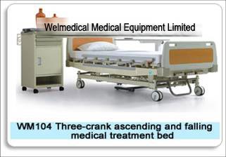 Three-crank ascending falling medical bed